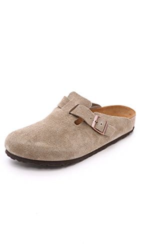 Birkenstock Men's Suede Soft Footbed Boston Clogs, Taupe, Tan,