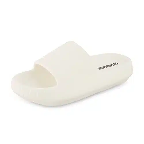 CUSHIONAIRE Women's Feather cloud recovery slide sandal with +Comfort, Vanilla