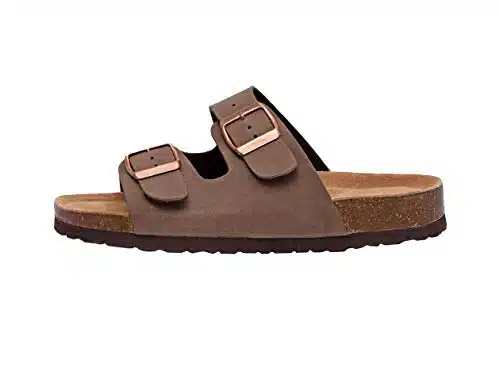 CUSHIONAIRE Women's Lane Cork Footbed Sandal With +Comfort, Brown