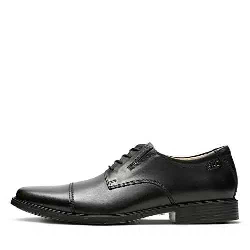 Clarks Men's Tilden Cap Oxford Shoe,Black Leather, US