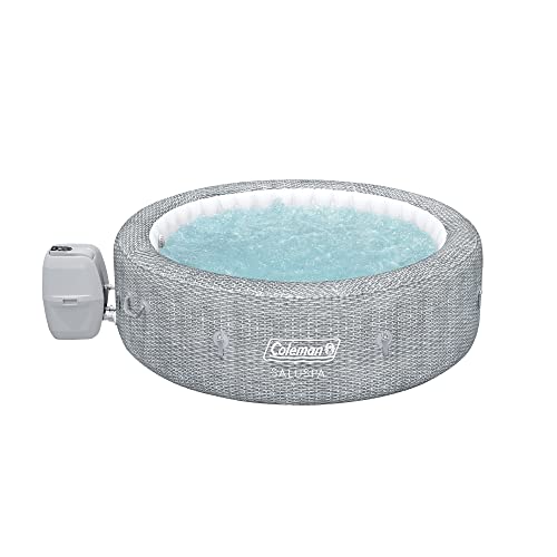 Coleman SaluSpa Sicily AirJet to Person Inflatable Hot Tub Round Portable Outdoor Spa with Soothing AirJets and Insulated Cover, Gray