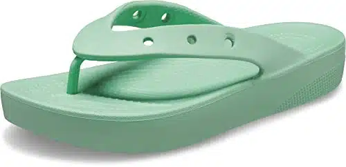 Crocs Women's Classic Flip Flops, Platform Sandals, Jade Stone,