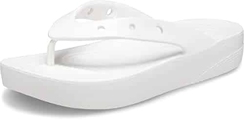 Crocs Women's Classic Flip Flops, Platform Sandals, White,