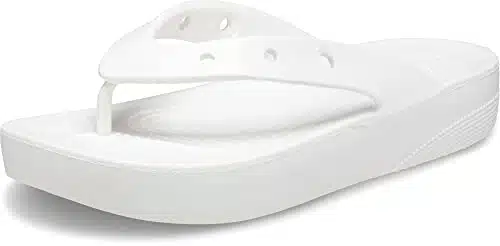 Crocs Women's Classic Flip Flops, Platform Sandals, White,