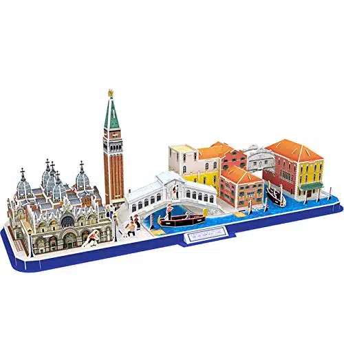 CubicFun D Puzzle for Adults Kids Bavaria Cityline Venice Italy Building Model Kits Toys Gift for Men and Women, San Marco Basilica, Rialto Bridge, Venice Grand Canal and Bridge of Sighs Pieces