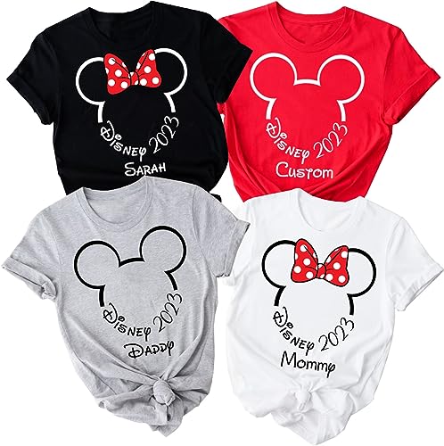 Disney Vacation Shirt, Family Trip Essentials Shirts, Disneyland Family Matching Shirts, Mickey & Minnie Mouse Personalized Outfit, Travel Custom T Shirts