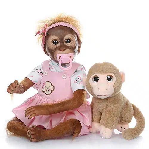 Gaozhi Realistic Monkey Reborn Doll, Detailed Orangutan Newborn, Poseable Baby Ape, Collectible Art