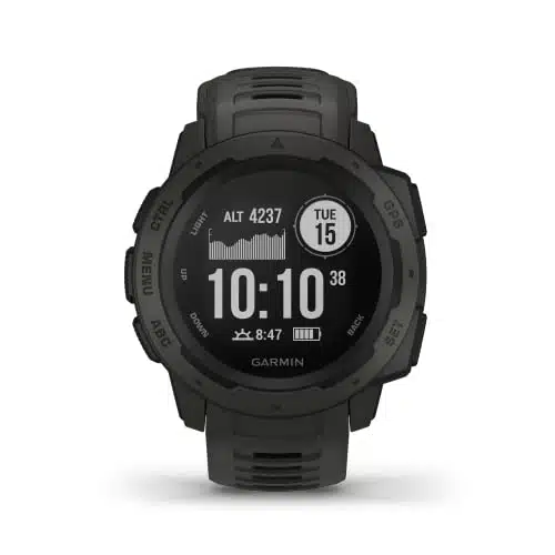 Garmin Instinct, Rugged Outdoor Watch with GPS, Features Glonass and Galileo, Heart Rate Monitoring and Axis Compass, Graphite
