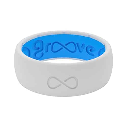 Groove Life Solid SnowBlue Ring   Breathable Silicone Wedding Rings for Men, Lifetime Coverage, Unique Design, Comfort Fit Ring