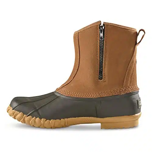 Guide Gear Menâs Side Zip Insulated Leather Duck Boots, Winter Boots for Men, Waterproof Rain Shoes, Gram, Tan, D (Medium)