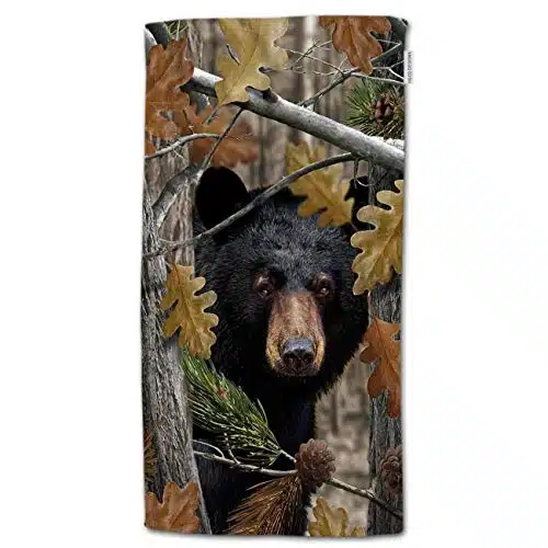 HGOD DESIGNS Bear Hand Towels,Black Bear Family in Autumn Cotton Soft Bath Hand Towels for Bathroom Kitchen Hotel Spa Hand Towels X