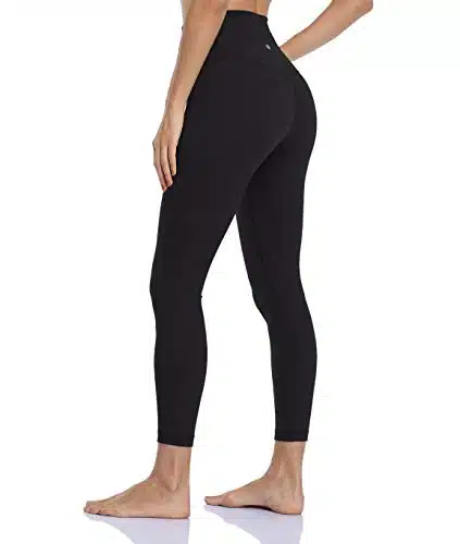 HeyNuts Essential Leggings High Waisted Yoga Pants for Women, Soft Workout Pants Compression Leggings with Inner Pockets Black_'' M()