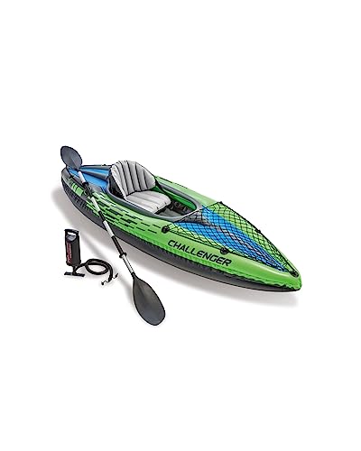 INTEX EP Challenger KInflatable Kayak Set Includes Deluxe in Aluminum Oar and High Output Pump  Adjustable Seat with Backrest  Removable Skeg  Person  lb Weight Capacity