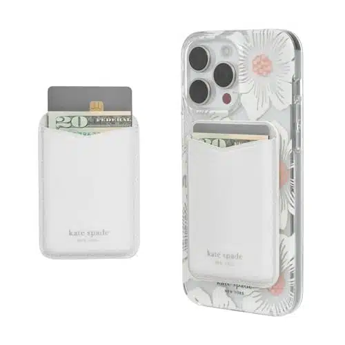 Kate Spade New York Magnetic WalletCard Holder   Compatible with MagSafe Wallet   White Glitter