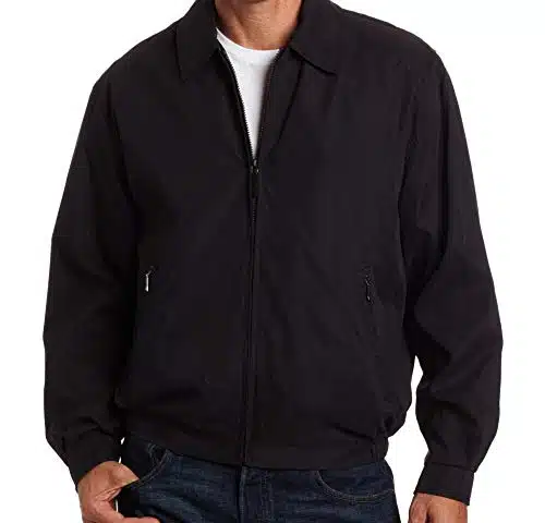 LONDON FOG Men's Auburn Zip Front Golf Jacket (Regular & Big Tall Sizes), Black, X Large