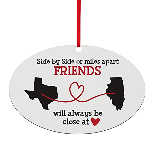 Let's Make Memories   Personalized Christmas Ornament for Distant Friends and Family   Custom Ornament for Those Miles Apart, Close at Heart   Any Two States   Christmas Keepsake   Oval
