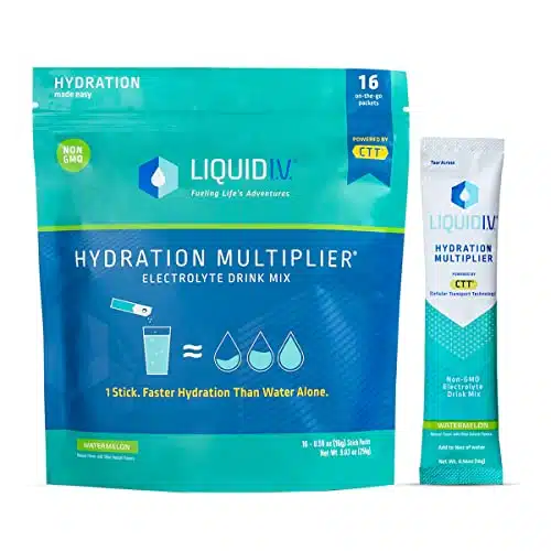 Liquid I.V. Hydration Multiplier   Watermelon   Hydration Powder Packets  Electrolyte Drink Mix  Easy Open Single Serving Stick  Non GMO  Sticks