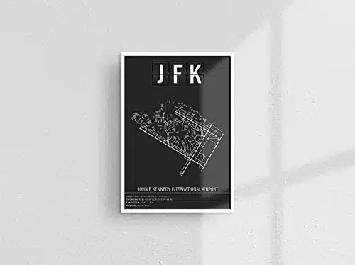 MG Global Minimalist Map Poster of New York JFK John F Kennedy International Airport  xxxxUnframed Traveler Wall Art  Modern Hometown City Print  Home Office Decor for Gift