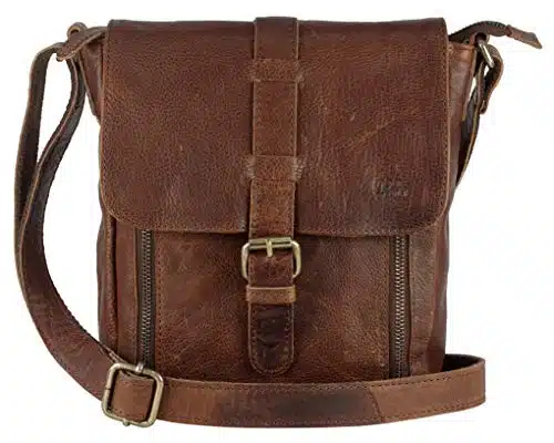 Mou Meraki Genuine Leather Brown Crossbody Purse and Handbags   Crossover Bag Over the Shoulder