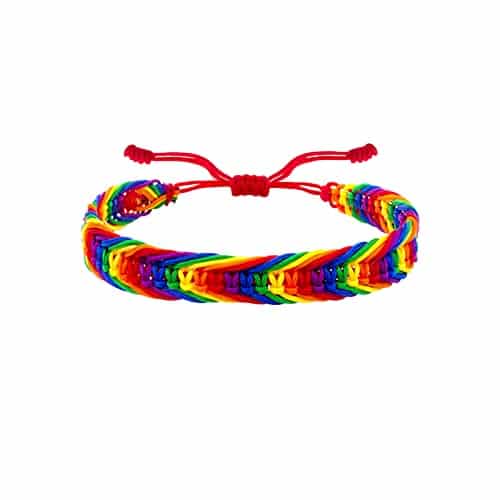 Nanafast Rainbow LGBT Pride Bracelet Handmade Braided LGBTQ Pride Friendship Bracelet for Gay & Lesbian LGBTQ Adjustable Rainbow Bracelet Pc (Rainbow)