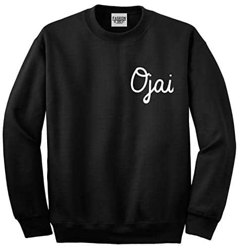 Ojai California CA Script Chest Womens Unisex Crewneck Sweatshirt Black Medium