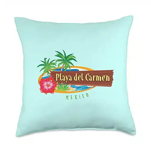 Playa del Carmen Mexico Playa del Carmen Vintage Mid Century Design Throw Pillow, x, Multicolor