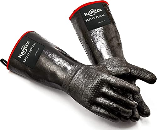 RAPICCA BBQ Gloves,IN â Heat Resistant For Grill,Smoker,Cooking,Pit,Barbecue,Textured Palm Handle Greasy Food on Your Fryer,Grill,Oven Without Slip,Waterproof,Oil Resistant,Very Easy to Clean(XL)