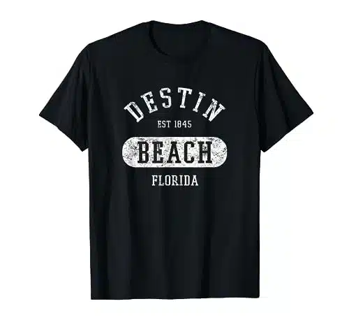 Retro College Style Destin Beach FL Distressed Novelty Art T Shirt