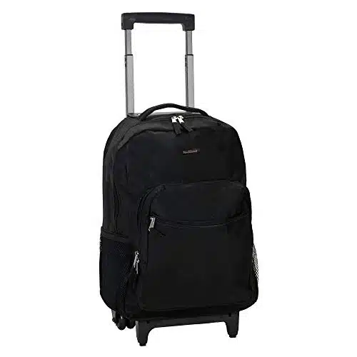 Rockland Double Handle Rolling Backpack, Black, Inch