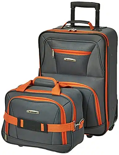 Rockland Fashion Expandable Softside Upright Luggage Set, Charcoal, Piece ()