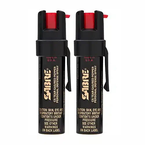 SABRE Advanced Compact Pepper Spray with(Pepper Spray, CS Tear Gas & UV Marking Dye), Police Strength Self Defense Spray, Foot(m) Range,Bursts Easy Access Belt Clip(Pack of )