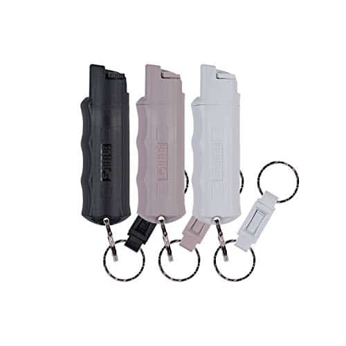 SABRE Pepper Spray, Maximum Police Strength OC Quick Release Keychain for Easy Carry and Fast Access, Finger Grip More Accurate Faster Aim, Bursts, Secure to Use Safety