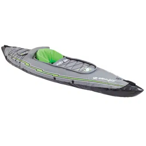 Sevylor QuickPak KPerson Inflatable Kayak, Kayak Folds Into Backpack with inute Setup; Hand Pump and Paddle Included