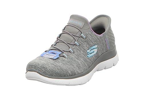 Skechers Women's Hands Free Slip Ins Summits Dazzling Haze Sneaker, Grey Mint,
