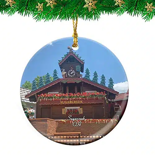 Sugarcreek Cuckoo Clock Ohio USA Christmas Ornament Travel Souvenir Personalized Christmas Tree Pendant Hanging Decoration