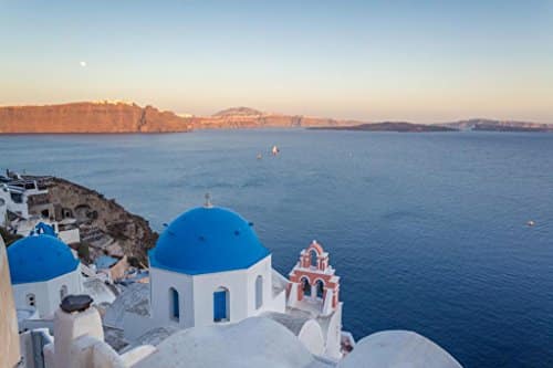 Sunset over Oia Santorini Island Greece Photo Photograph Thick Paper Sign Print Picture x