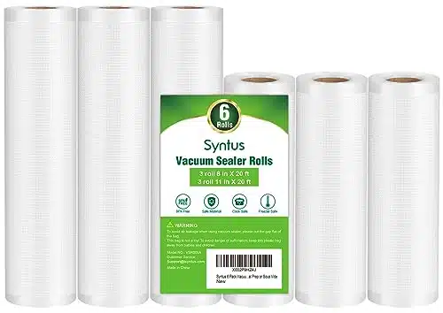 Syntus Vacuum Sealer Bags, Pack Rolls x ' and Rolls x ' Commercial Grade Bag Rolls, Food Vac Bags for Storage, Meal Prep or Sous Vide