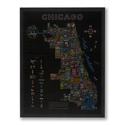 Transit Tees Neon Neighborhood Map of Chicago Poster Chicago Gift Chicago Map Art Chicago Wall Art Chicago Poster Chicago Art