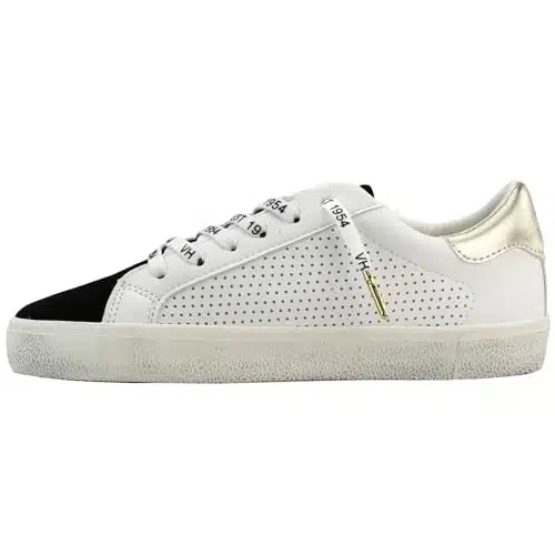 VINTAGE HAVANA Womens Gadol Perforated Lace Up Sneakers Shoes Casual   Black, Gold, White   B