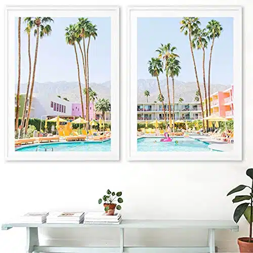 Vlejoy Tropical Palm Tree Canvas Print Saguaro Hotel Poster Palm Springs Photo Landscape Painting Wall Pictures for Living Room Decor xinchxNo Frame