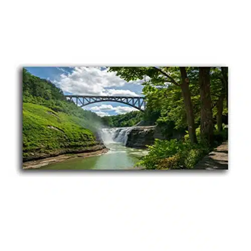 WRHIDBLSWRW Framed Canvas Wall Art Print On Canvas Letchworth State Park Pictures Posters Artwork for Living Room Bedroom Ready to Hang Wall Decor X