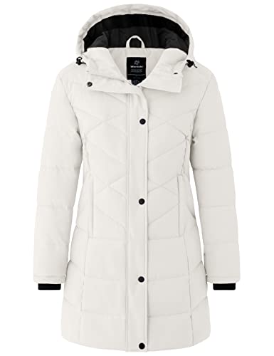 Wantdo Women's Hooded Puffer Coats Heavy Warm Winter Coat With Hood (Ivory Large)
