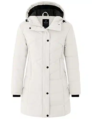 Wantdo Women's Hooded Puffer Coats Heavy Warm Winter Coat With Hood (Ivory Large)