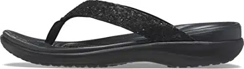 crocs Capri V Flip Flops  Sandals for Women, Black Glitter,