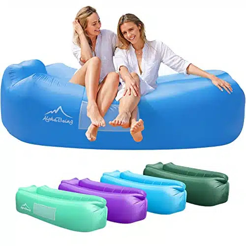 AlphaBeing Inflatable Lounger   Best Air Lounger for Travelling, Camping, Hiking   Ideal Inflatable Couch for Pool and Beach Parties   Perfect Air Chair for Picnics or Festivals