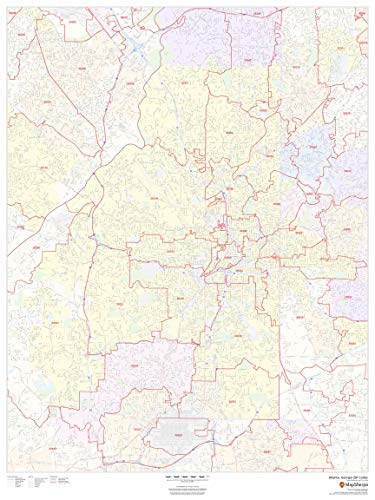 Atlanta, Georgia Zip Codes   x Paper Wall Map