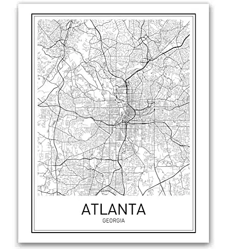 Atlanta Poster Map of Atlanta Map City Map Posters Modern Map Art City Prints Atlanta Art Minimal Print Atlanta Georgia City Poster City Map Wall Art Minimalist Posters x