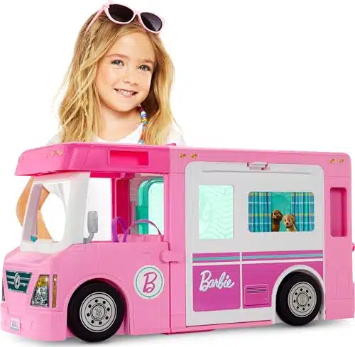 Barbie Camper, Doll Playset with Accessories, Transforms into Truck, Boat & House, Includes Pool, in Dream Camper (Amazon Exclusive)