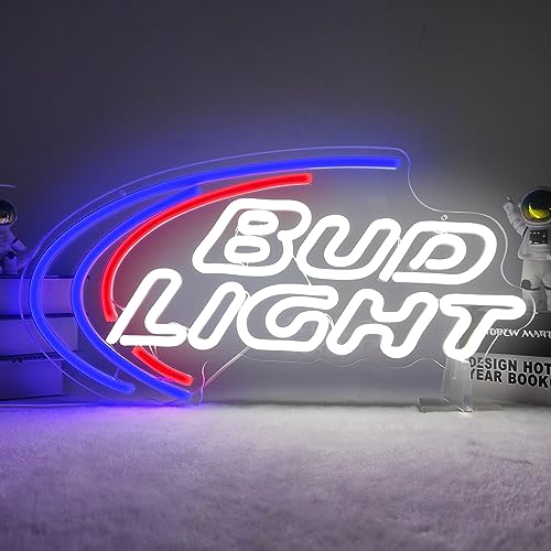 Bud Light Neon Sign Neon Beer Signs for Wall Light Up Signs for Man Cave Pub Home Party Bedroom Neon Bar Signs Hanging Wall Decor Christmas Birthday Gift
