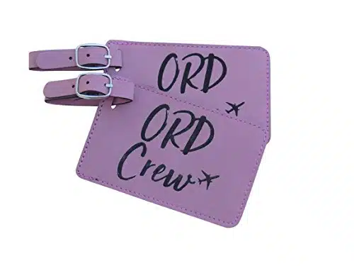 Chicago Crew Base Bag Tags for Flight Attendants,Set of Two, American Airlines (Pink)